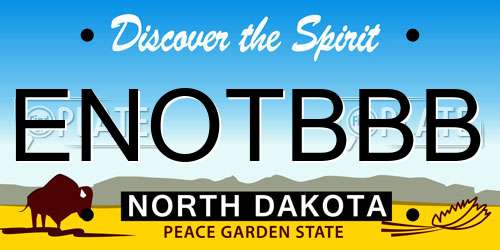 ENOTBBB North Dakota License Plate