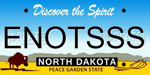ENOTSSS North Dakota License Plate