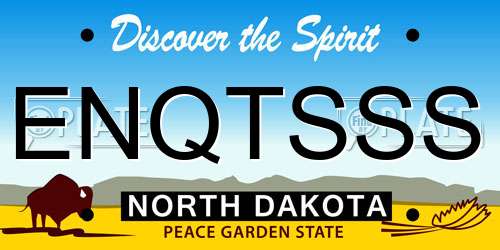 ENQTSSS North Dakota License Plate