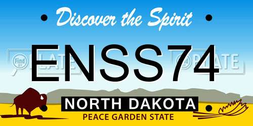 ENSS74 North Dakota License Plate