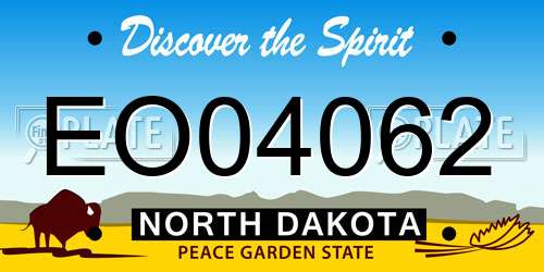 EO04062 North Dakota License Plate