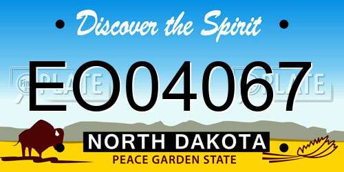EO04067 North Dakota License Plate