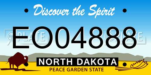 EO04888 North Dakota License Plate