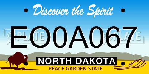 EO0A067 North Dakota License Plate