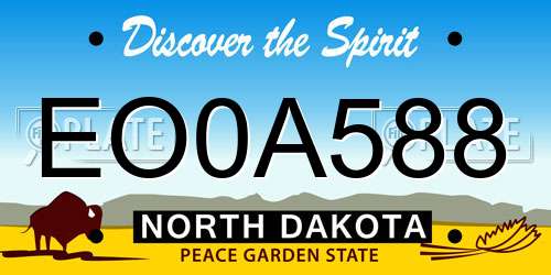 EO0A588 North Dakota License Plate