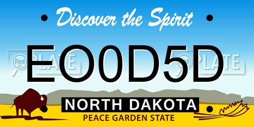 EO0D5D North Dakota License Plate