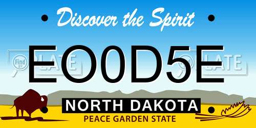 EO0D5E North Dakota License Plate