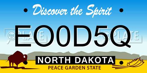 EO0D5Q North Dakota License Plate