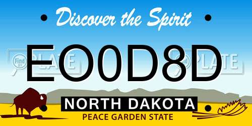 EO0D8D North Dakota License Plate