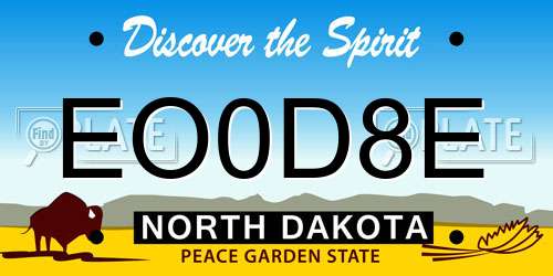 EO0D8E North Dakota License Plate