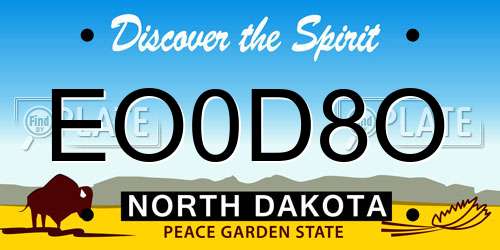 EO0D8O North Dakota License Plate