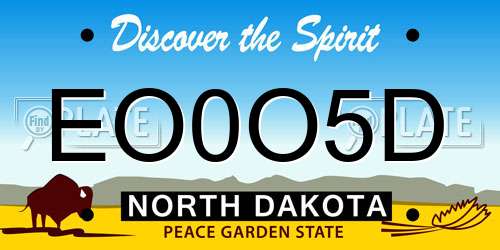 EO0O5D North Dakota License Plate