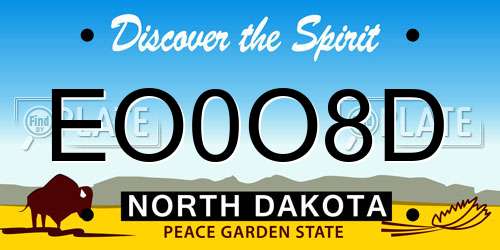 EO0O8D North Dakota License Plate