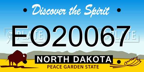 EO20067 North Dakota License Plate