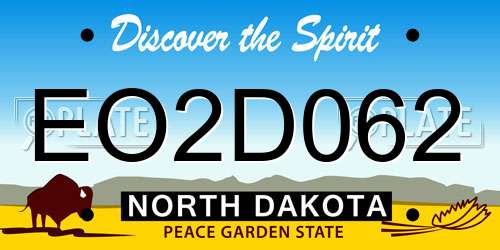 EO2D062 North Dakota License Plate