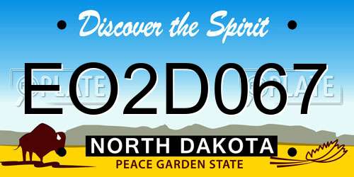 EO2D067 North Dakota License Plate