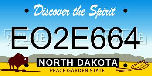 EO2E664 North Dakota License Plate