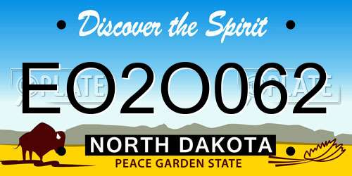 EO2O062 North Dakota License Plate