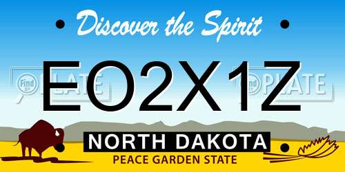 EO2X1Z North Dakota License Plate