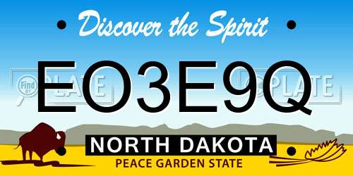 EO3E9Q North Dakota License Plate