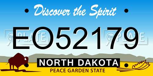 EO52179 North Dakota License Plate