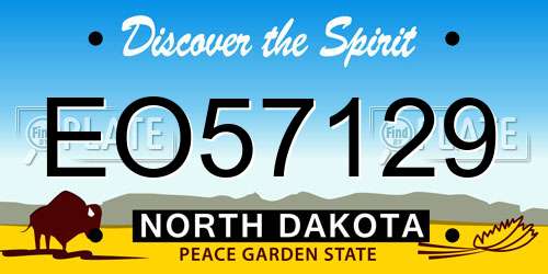 EO57129 North Dakota License Plate