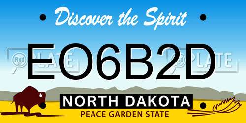 EO6B2D North Dakota License Plate