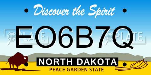 EO6B7Q North Dakota License Plate