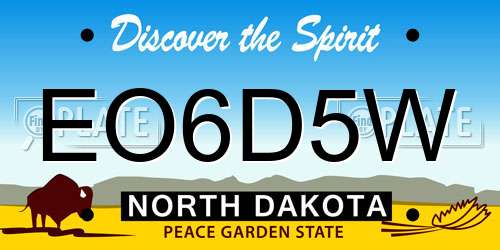 EO6D5W North Dakota License Plate