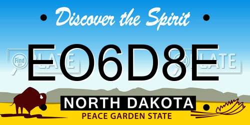 EO6D8E North Dakota License Plate