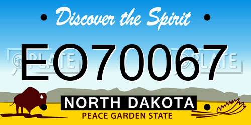 EO70067 North Dakota License Plate