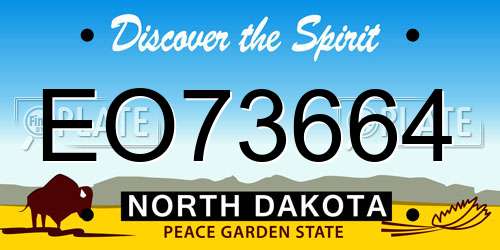 EO73664 North Dakota License Plate
