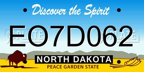 EO7D062 North Dakota License Plate