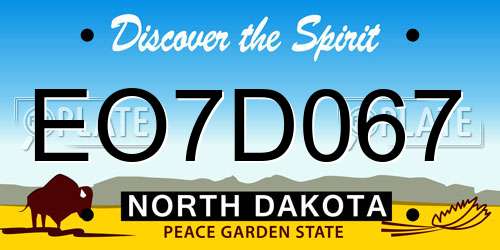 EO7D067 North Dakota License Plate