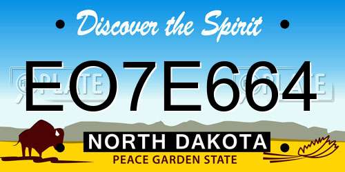 EO7E664 North Dakota License Plate