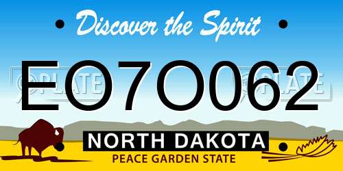 EO7O062 North Dakota License Plate