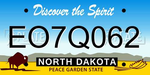 EO7Q062 North Dakota License Plate