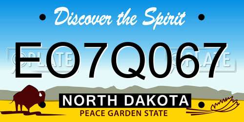 EO7Q067 North Dakota License Plate