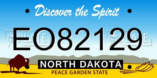 EO82129 North Dakota License Plate