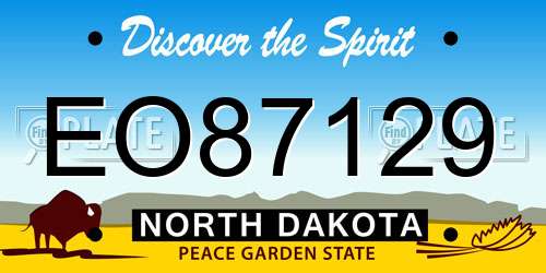 EO87129 North Dakota License Plate