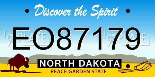 EO87179 North Dakota License Plate