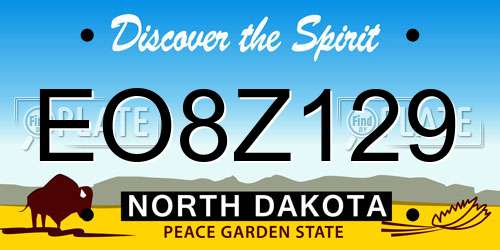 EO8Z129 North Dakota License Plate
