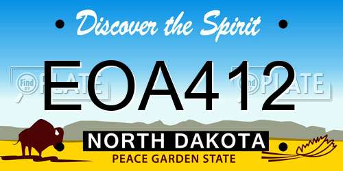 EOA412 North Dakota License Plate
