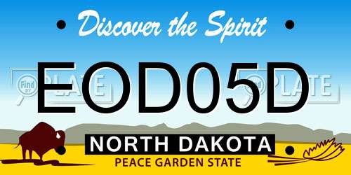 EOD05D North Dakota License Plate