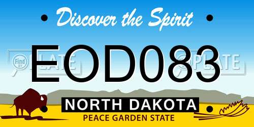 EOD083 North Dakota License Plate
