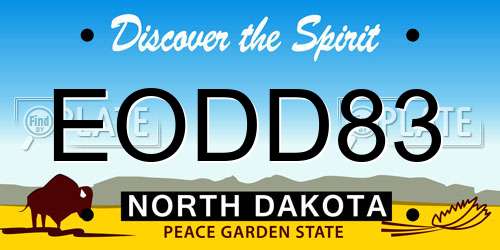 EODD83 North Dakota License Plate