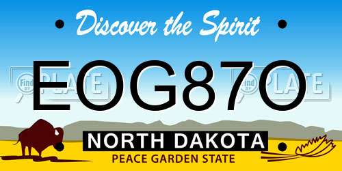 EOG87O North Dakota License Plate