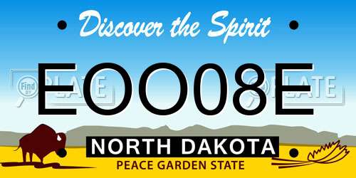 EOO08E North Dakota License Plate