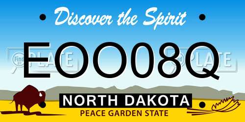EOO08Q North Dakota License Plate