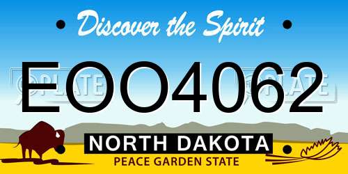 EOO4062 North Dakota License Plate
